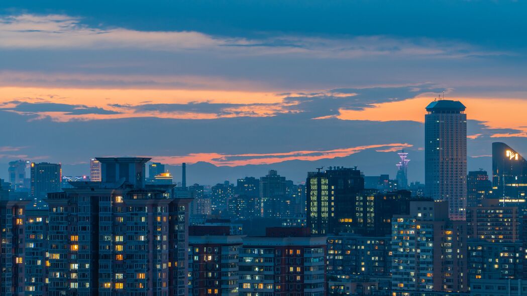 3840x2160 城市 摩天大楼 建筑 建筑 晚 4k壁纸 uhd 16:9