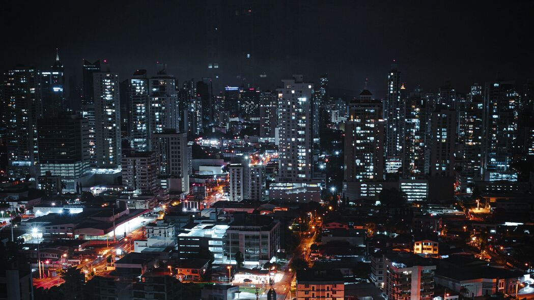 3840x2160 夜城 建筑 建筑 灯光 道路 深色 4k壁纸 uhd 16:9