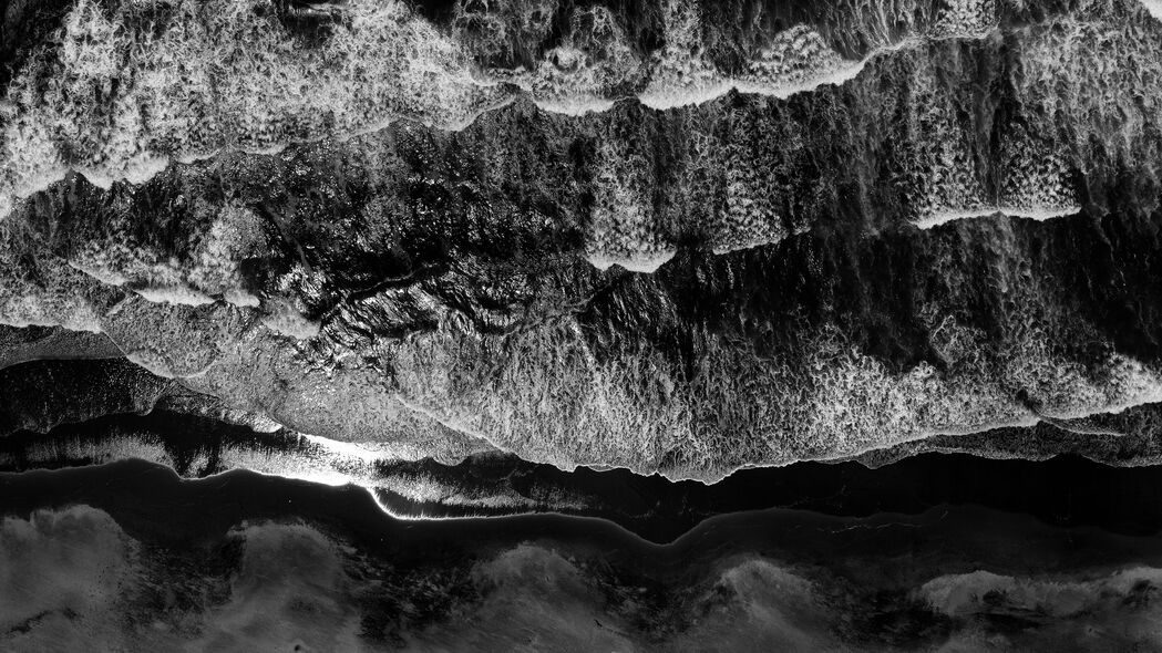 3840x2160 大海 波浪 bw 鸟瞰 4k壁纸 uhd 16:9