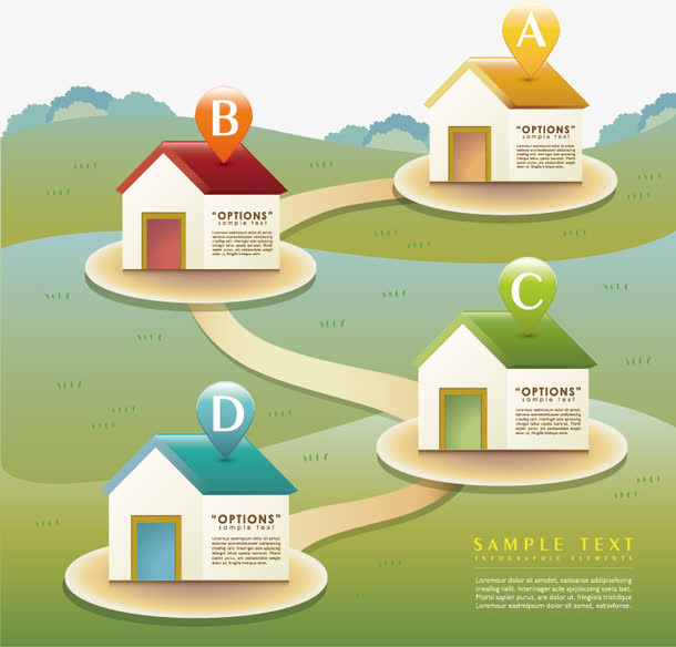 矢量创意房子图表