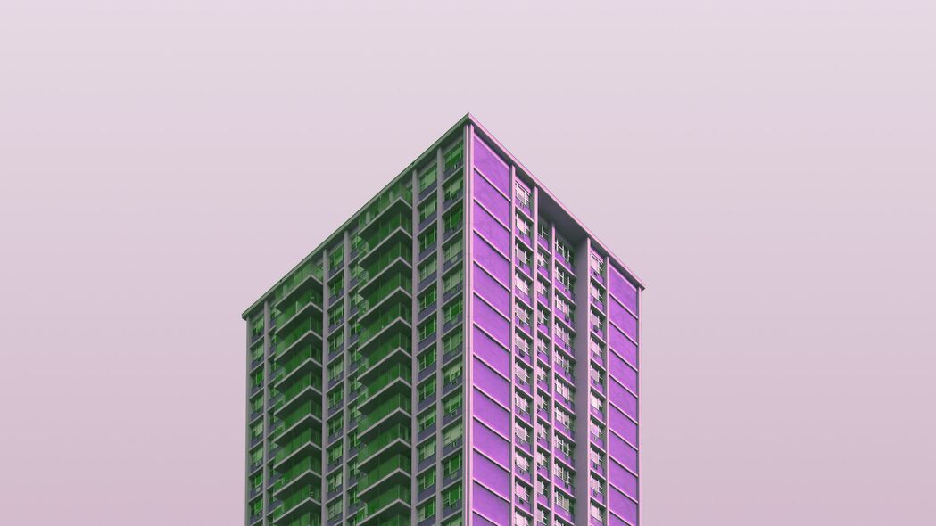 3840x2160 建筑 摩天大楼 紫色 极简主义 建筑 4k壁纸 uhd 16:9