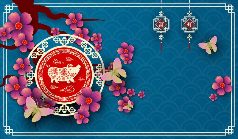 2019年福猪迎春背景素材