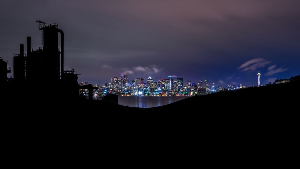 3840x2160 夜城 黑暗 建筑 建筑 全景 查看 4k壁纸 uhd 16:9