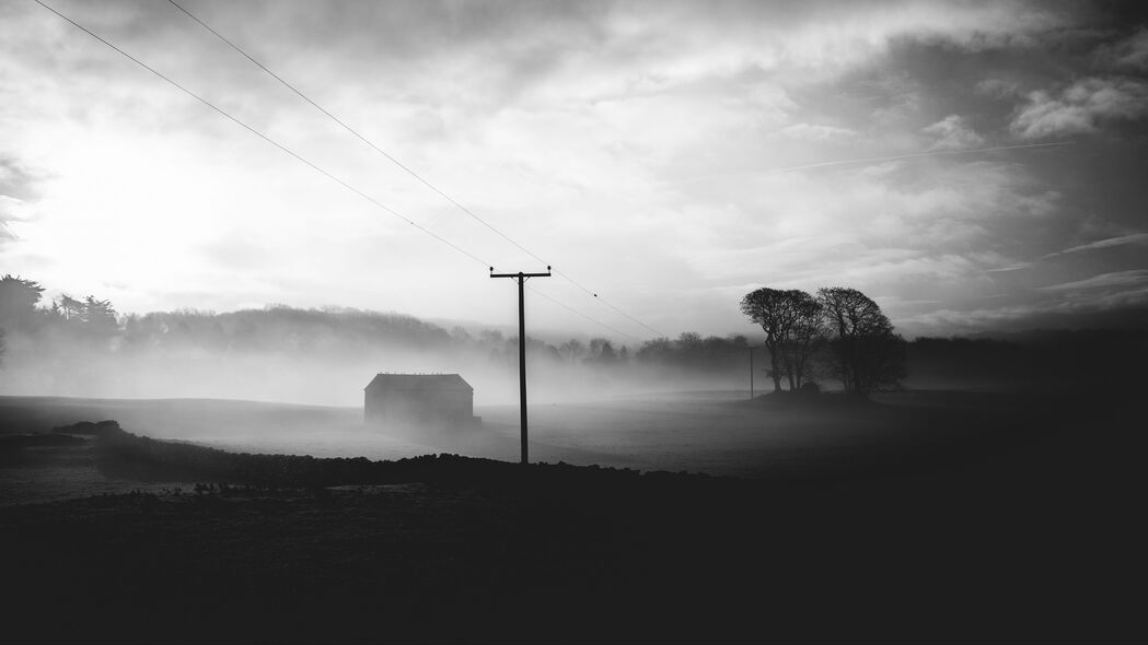 3840x2160 雾 黄昏 风景 bw 灰暗的 4k壁纸 uhd 16:9