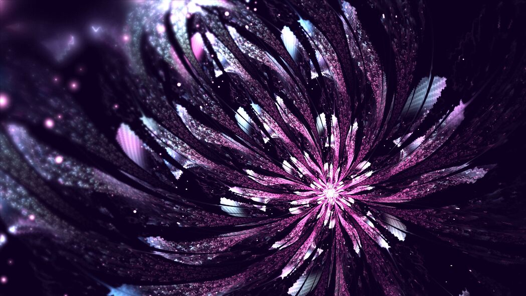 3840x2160 分形 花朵 发光 抽象 数字 紫色壁纸 背景