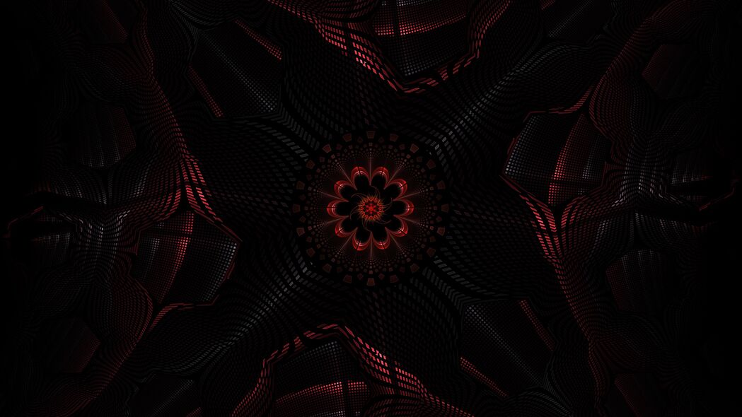 3840x2160 分形 深色 抽象 黑色 红色壁纸 背景