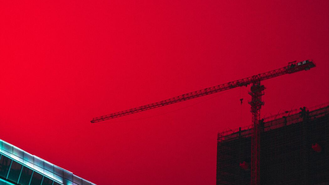 3840x2160 建筑 建筑 起重机 建筑 城市天空 红色 4k壁纸 uhd 16:9