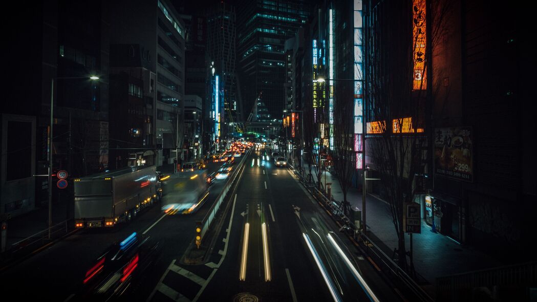 3840x2160 夜城市 街道 城市灯光 交通 建筑物 东京 日本 4k壁纸 uhd 16:9