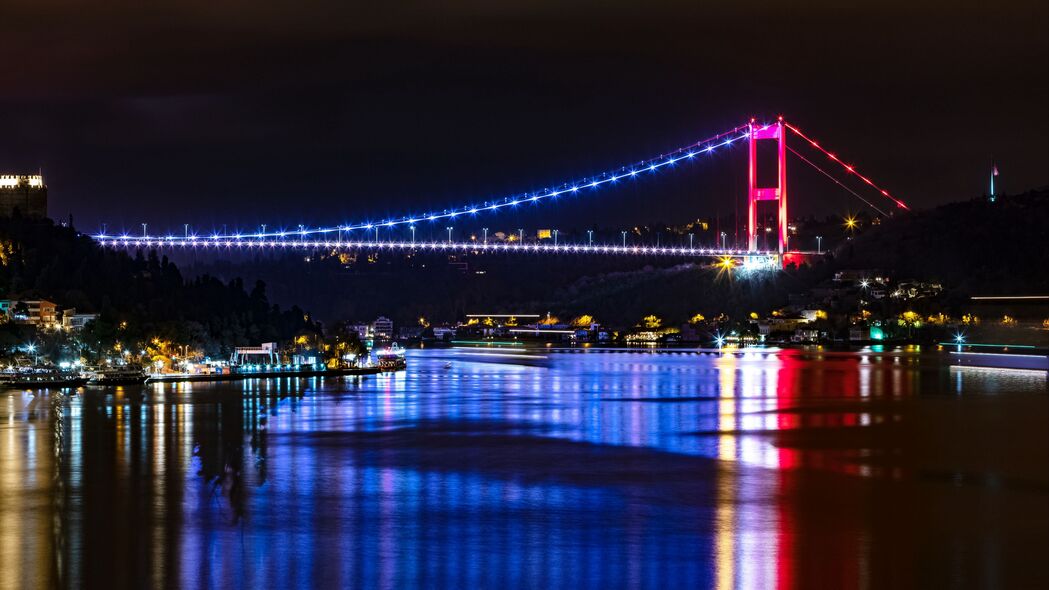 3840x2160 桥 背光 河流 反射 伊斯坦布尔 4k壁纸 uhd 16:9