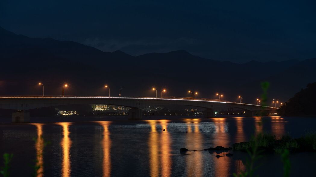 3840x2160 大桥 夜城 城市灯光 灯光 照明 4k壁纸 uhd 16:9