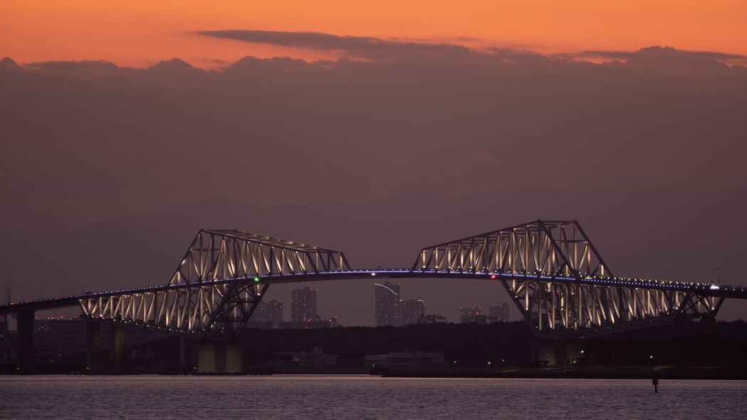 3840x2160 大桥 日落 背光 海湾 建筑 4k壁纸 uhd 16:9