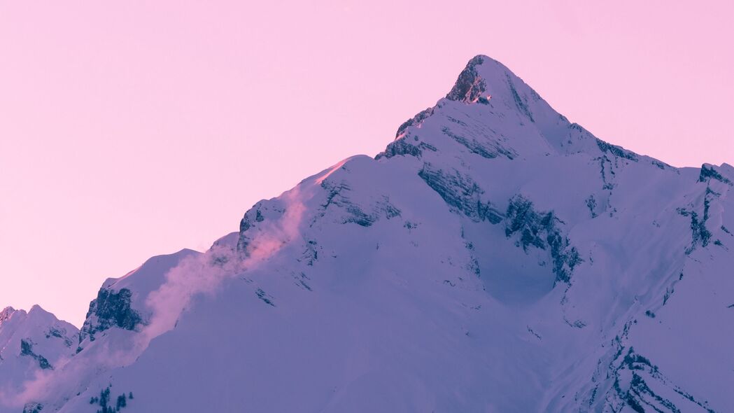 3840x2160 山 峰 雪 冬天 日落 天空 粉红色 4k壁纸 uhd 16:9