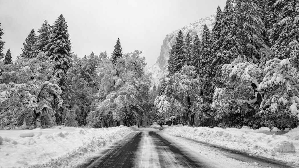 3840x2160 路 雪 冬天 山 山谷 4k壁纸 uhd 16:9