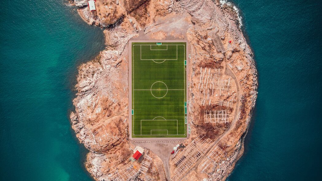 3840x2160 足球场 岛屿 俯视图 lofoten 挪威 4k壁纸 uhd 16:9