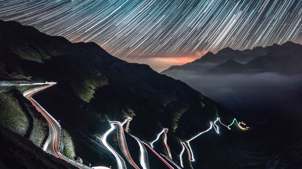 3840x2160 高海拔道路 夜晚 光 stelvio 意大利 4k壁纸 uhd 16:9