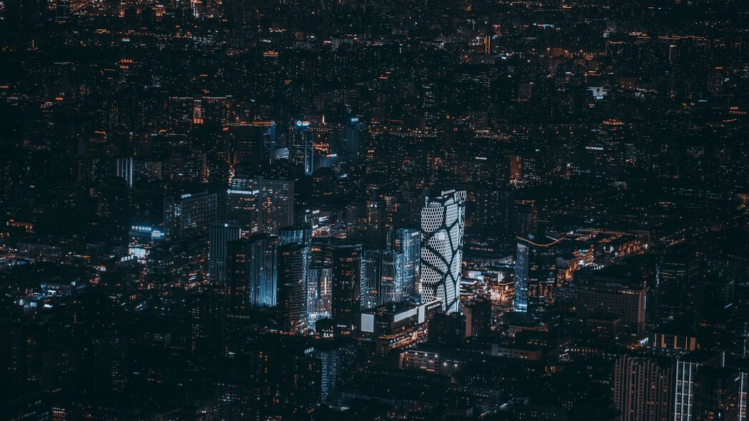 3840x2160 北京 中国 夜城 俯视 摩天大楼 4k壁纸 uhd 16:9