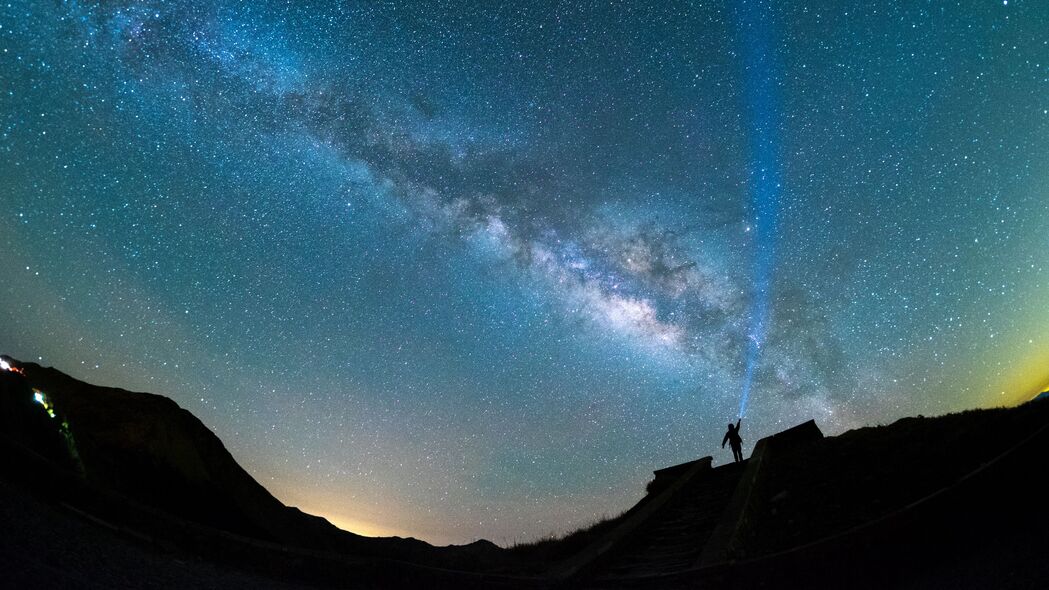 3840x2160 星空 夜晚 男人 剪影 4k壁纸 uhd 16:9