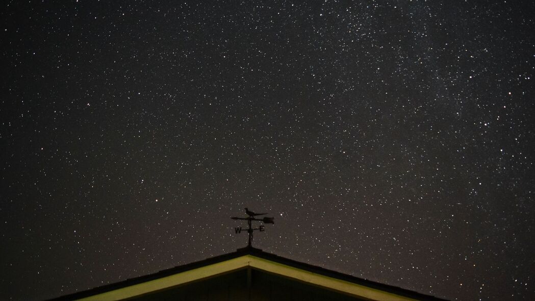 3840x2160 星空 屋顶 风向标 4k壁纸 uhd 16:9