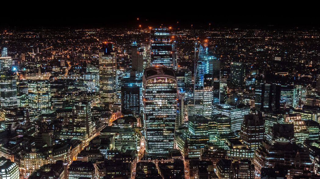 3840x2160 伦敦 英国 摩天大楼 俯视图 夜城 4k壁纸 uhd 16:9
