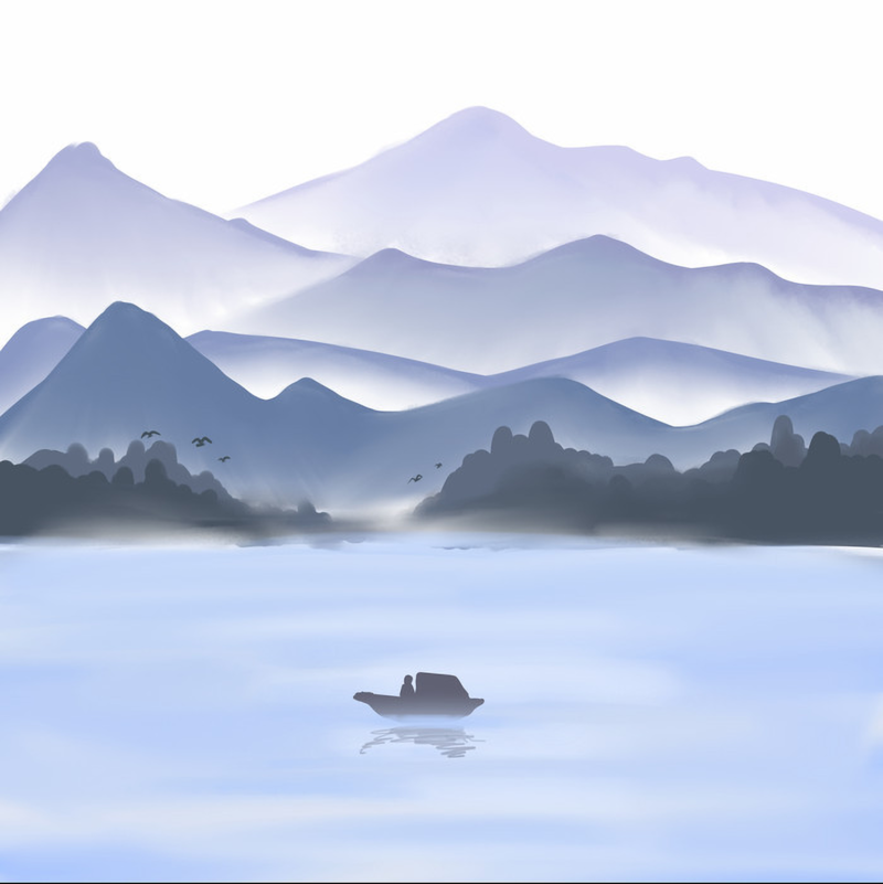 中国风古风水墨山水画