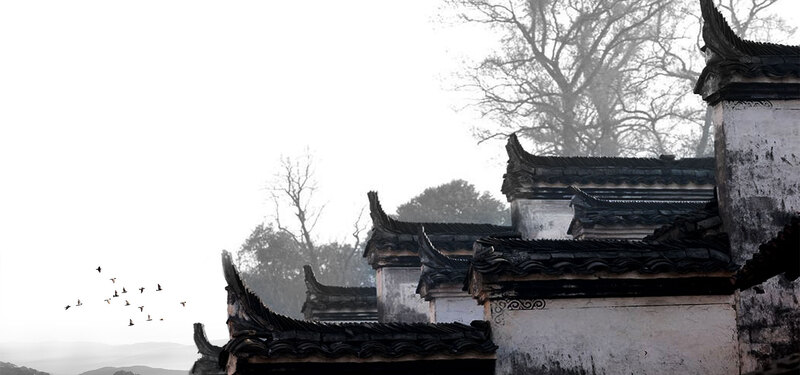 中国风江南古建筑海报设计背景图