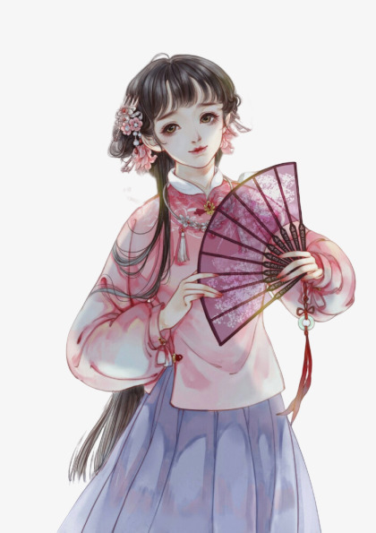 手绘汉服美女