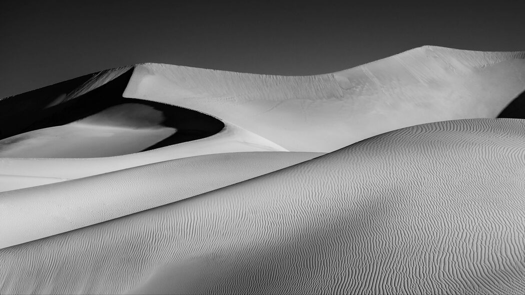 沙漠 沙丘 沙子 黑白 阴影 浮雕 4k壁纸 3840x2160
