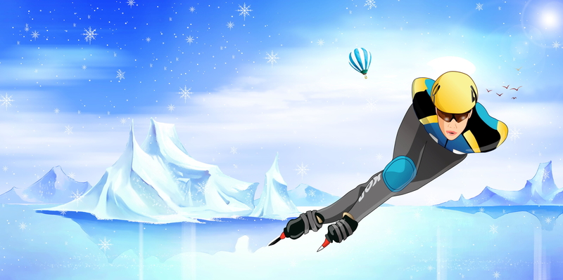 冬季滑冰运动比赛海报背景