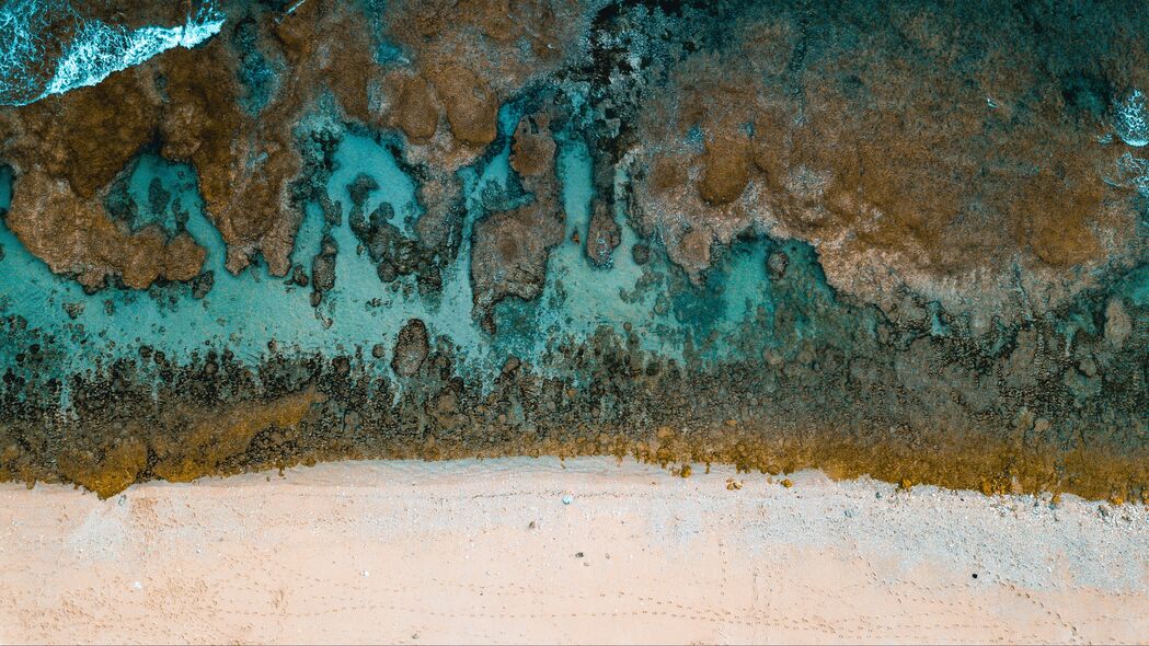 海岸 大海 鸟瞰图 石头 沙子 自然 4k壁纸 3840x2160