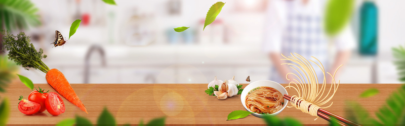 清新美食木板banner