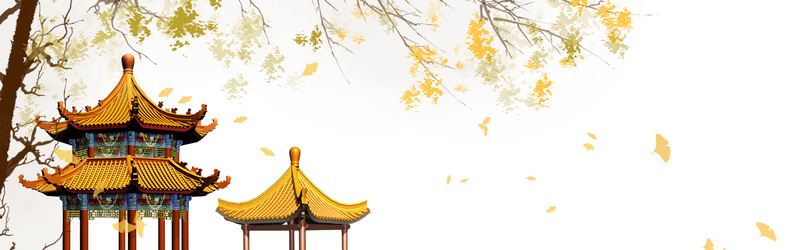 中国风古建筑白色平面banner