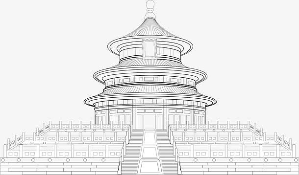 天坛建筑线稿