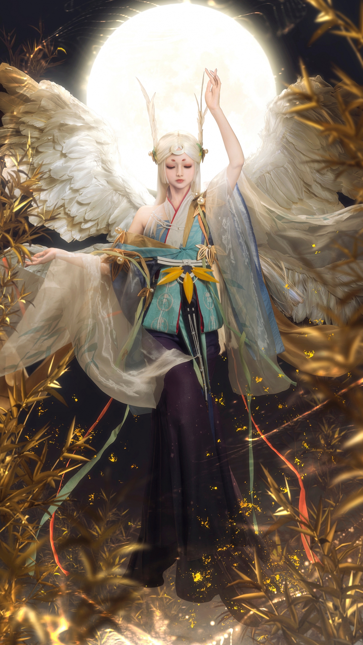 阴阳师 因幡辉夜姬 同人 cosplay 美女4k手机壁纸2160x3840