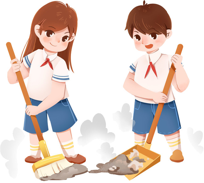 开学季学生值日扫地素材