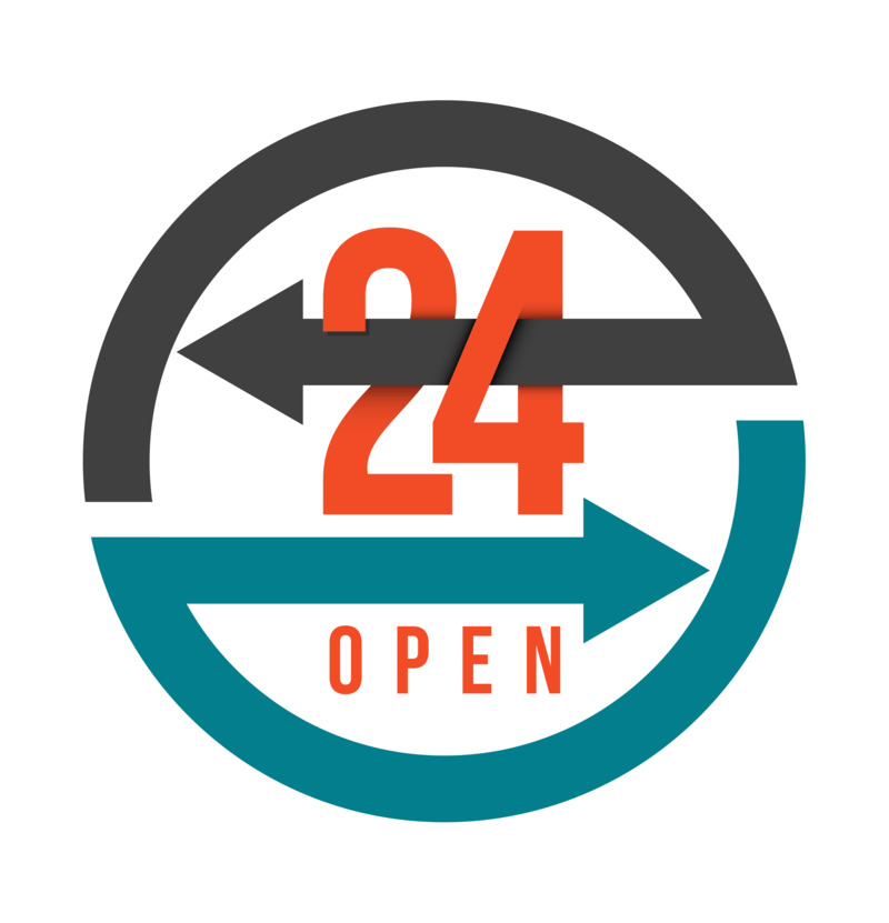 手绘24小时open图标设计