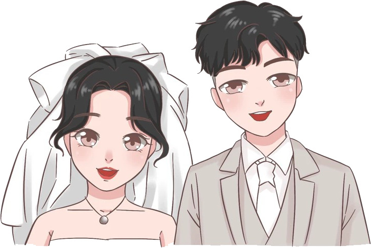 手绘结婚新人婚纱