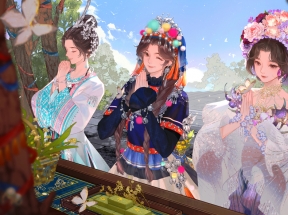天涯明月刀 三个女孩许愿 4K高清壁纸 3841x2160