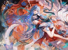 动漫女孩 花 蝴蝶 唯美 3440x1440带鱼屏壁纸
