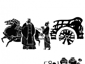 古代人物马车矢量