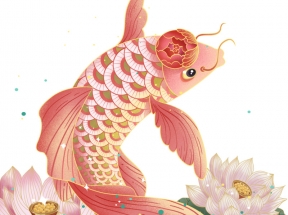 中国风锦鲤荷花